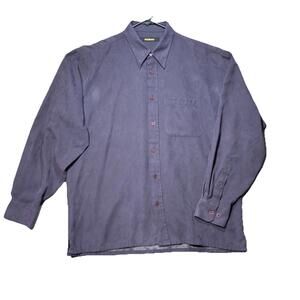 Vintage Bachrach Purple Satin Lined Button Up Shirt Men’s Large 90s Dressy